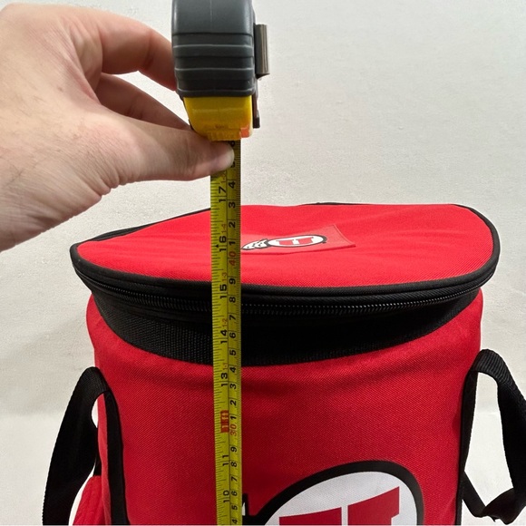 NCAA Utah Utes Large Red Rawlings Collegiate Cooler Baseball Bucket Bag 15”x14”. - Picture 11 of 16
